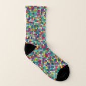Farbige Mosaik-Socken mit geometrischen Quadraten Socken (Links - Innen)