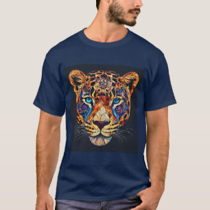 Farbige Mosaikarbeit eines Leopardenkopfes T-Shirt