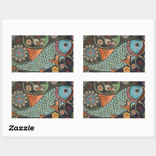 Farbige Mosaikfisch-Aufkleber Rechteckiger Aufkleber (Blatt)