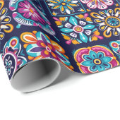 Farbige Mosaikfliesen mit Blume 3 Geschenkpapier (Rolleneckpunkt)