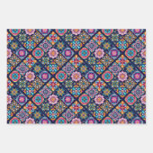 Farbige Mosaikfliesen mit Blume 3 Geschenkpapier Set (Vorderseite 2)