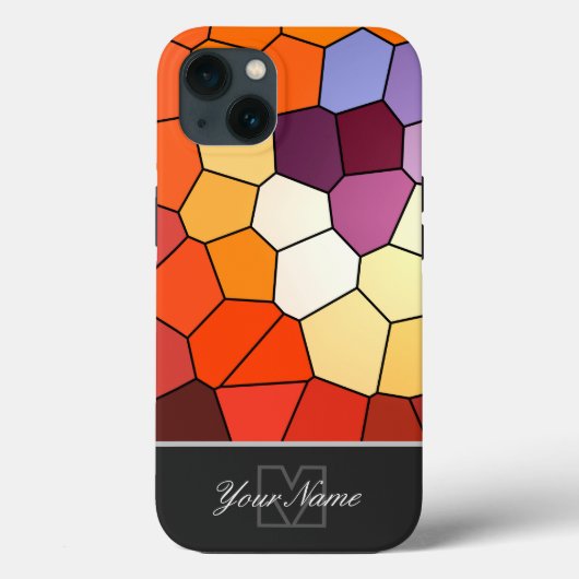 Farbige Mosaikfliesen mit Monogram! Case-Mate iPhone Hülle (Rückseite)