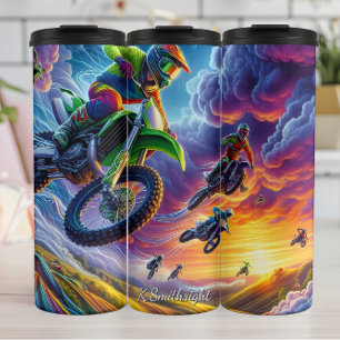 Farbige Motocross-Rennen-Kunst Himmel Thermosbecher