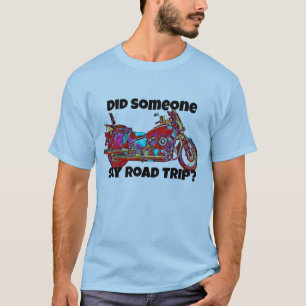 Farbige Motorrad-Radtour Blaues T-Shirt