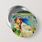 Farbige Mucha Prinzessin Hyacinth Button (Vorne & Hinten)