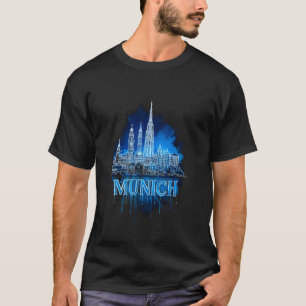 Farbige Münchner Skyline Aquarell Kunst München Ba T-Shirt