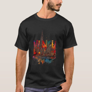 Farbige Münchner Skyline Aquarell Kunst München Ba T-Shirt