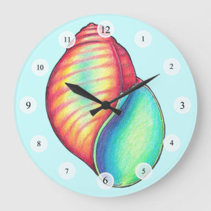 Farbige Muschel Große Wanduhr