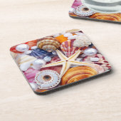 Farbige Muschel-Untersetzer aus hartem Kunststoff Getränkeuntersetzer (Linke Seite)