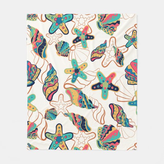 Farbige Muschelmuster Fleecedecke (Vorderseite)