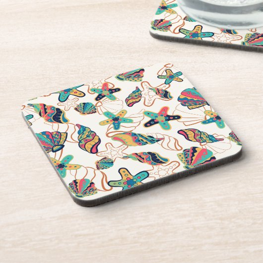 Farbige Muschelmuster Getränkeuntersetzer (Linke Seite)