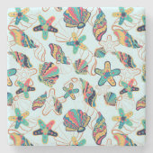 Farbige Muschelmuster Steinuntersetzer (Vorderseite)