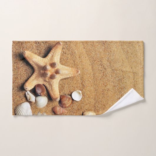 Farbige Muscheln am Sand Badhandtuch Set (Handtuch)