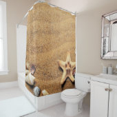 Farbige Muscheln am Sand Duschvorhang (Beispiel)