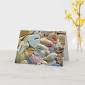 Farbige Muscheln am Strand - Blank Karte (Gelbe Blume)