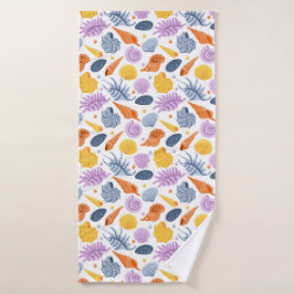 Farbige Muscheln in Weiß Badehandtuch