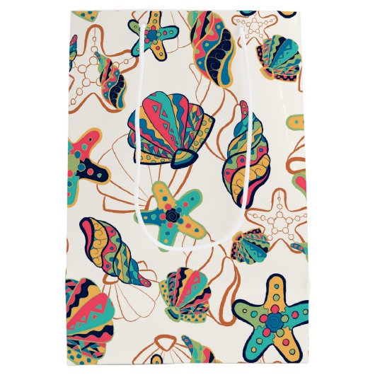 Farbige Muscheln mittlere Geschenktasche Geschenktüte (Rückseite)