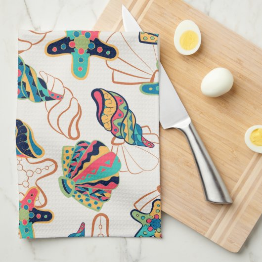 Farbige Muscheln, modernes Muster Geschirrtuch (Viertel Falte)