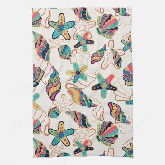 Farbige Muscheln, modernes Muster Geschirrtuch (Vertikal)