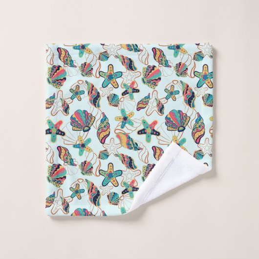 Farbige Muscheln Muster Badehandtuch Set (Waschlappen)