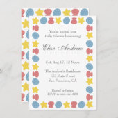 Farbige Muscheln Muster Kinderdusche Einladung (Vorne/Hinten)