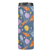 Farbige Muscheln und Algen auf blau Thermosbecher (Rückseite)