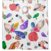 Farbige Muscheln und Blume Duschvorhang (Vorderseite)