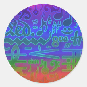 Farbige Musical-Symbole Runder Aufkleber