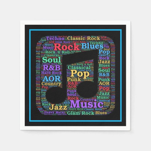 Farbige Musik Genres Serviette (Vorderseite)