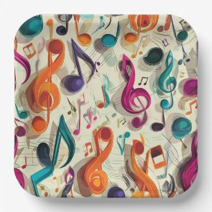 Farbige Musik Muster Pappteller