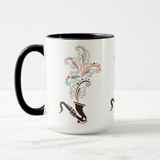 Farbige Musik Saxophon & Wirbel der Blumen Tasse (Links)