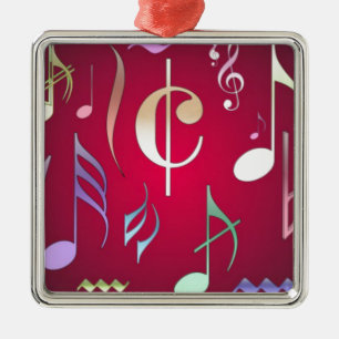 Farbige musikalische Hinweise Silbernes Ornament