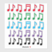 Farbige Musikalische Notensymbole Aufkleber (Blatt)