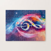 farbige Musiknote auf abstraktem Hintergrund Puzzle (Horizontal)