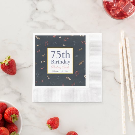 Farbige Musiknote Geburtstag Serviette (Beispiel)