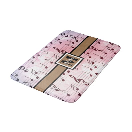 Farbige Musiknote Musician Monogram Badematte (Schrägansicht)