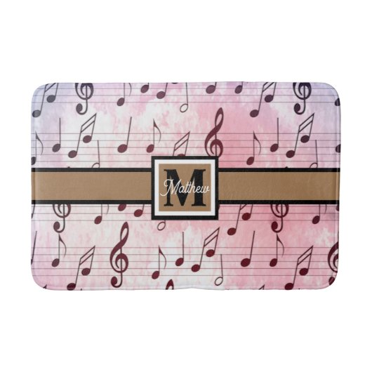 Farbige Musiknote Musician Monogram Badematte (Vorderseite)
