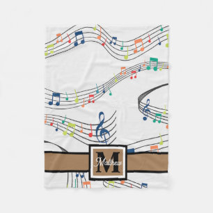 Farbige Musiknote Musician Monogram Fleecedecke