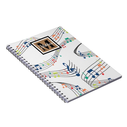 Farbige Musiknote Musician Monogram Notizblock (Rechte Seite)