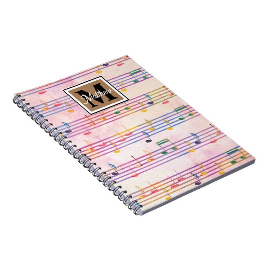 Farbige Musiknote Musician Monogram Notizblock (Rechte Seite)