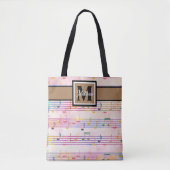 Farbige Musiknote Musiker Monogram Totbeutel Tasche (Vorderseite)
