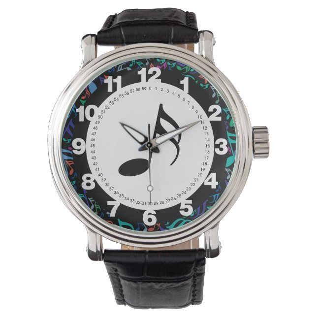 Farbige Musiknoten Armbanduhr (Vorderseite)