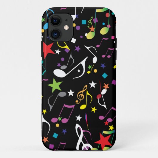 Farbige Musiknoten auf schwarz Case-Mate iPhone Hülle (Rückseite)