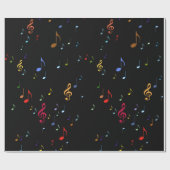 farbige Musiknoten auf schwarz Geschenkpapier (Flach)