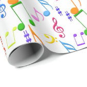 Farbige Musiknoten Geschenkpapier (Rolleneckpunkt)