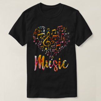 Farbige Musiknoten Herz Design T-Shirt