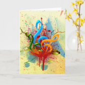 Farbige Musiknoten Karte (Gelbe Blume)