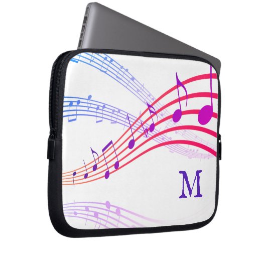 Farbige MUSIKNOTEN Monogram Laptopschutzhülle (Vorne Rechts)