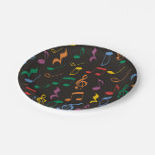 Farbige Musiknoten Pappteller (Schrägansicht)