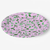 Farbige Musiknoten Pappteller (Schrägansicht)